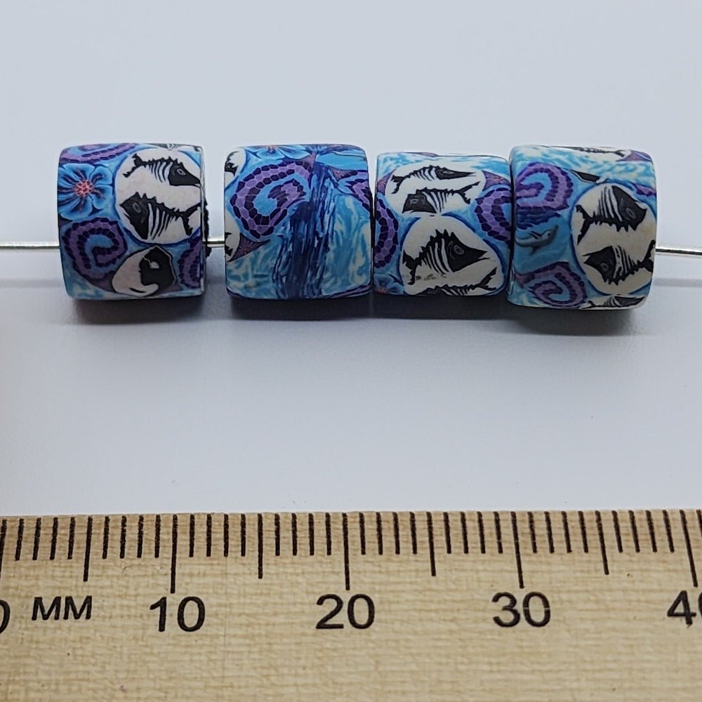 10mm Tube Fimo Beads (10) - Fish Bones