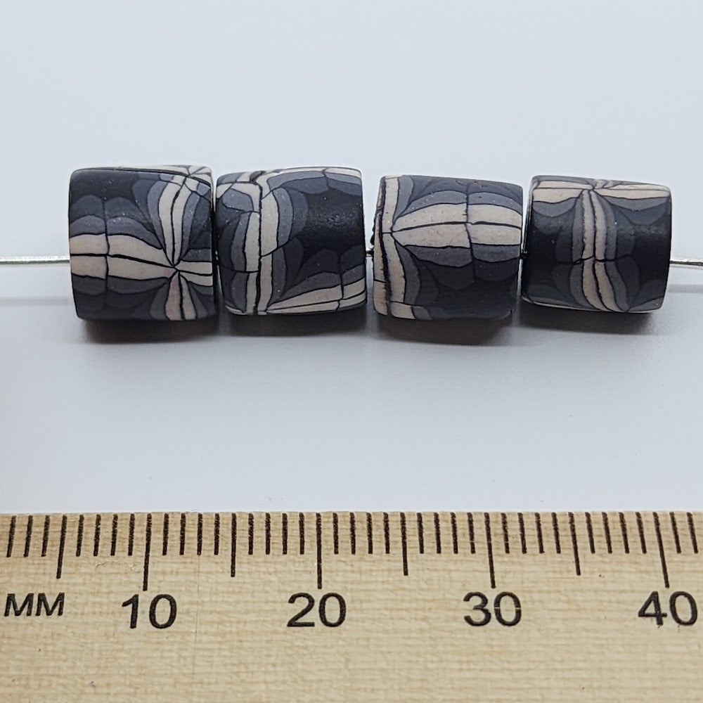 10mm Tube Fimo Beads (10) - Black/White Web Design