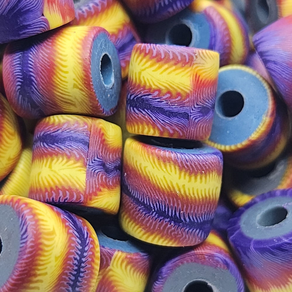10mm Tube Fimo Beads (10) - Tie Dye