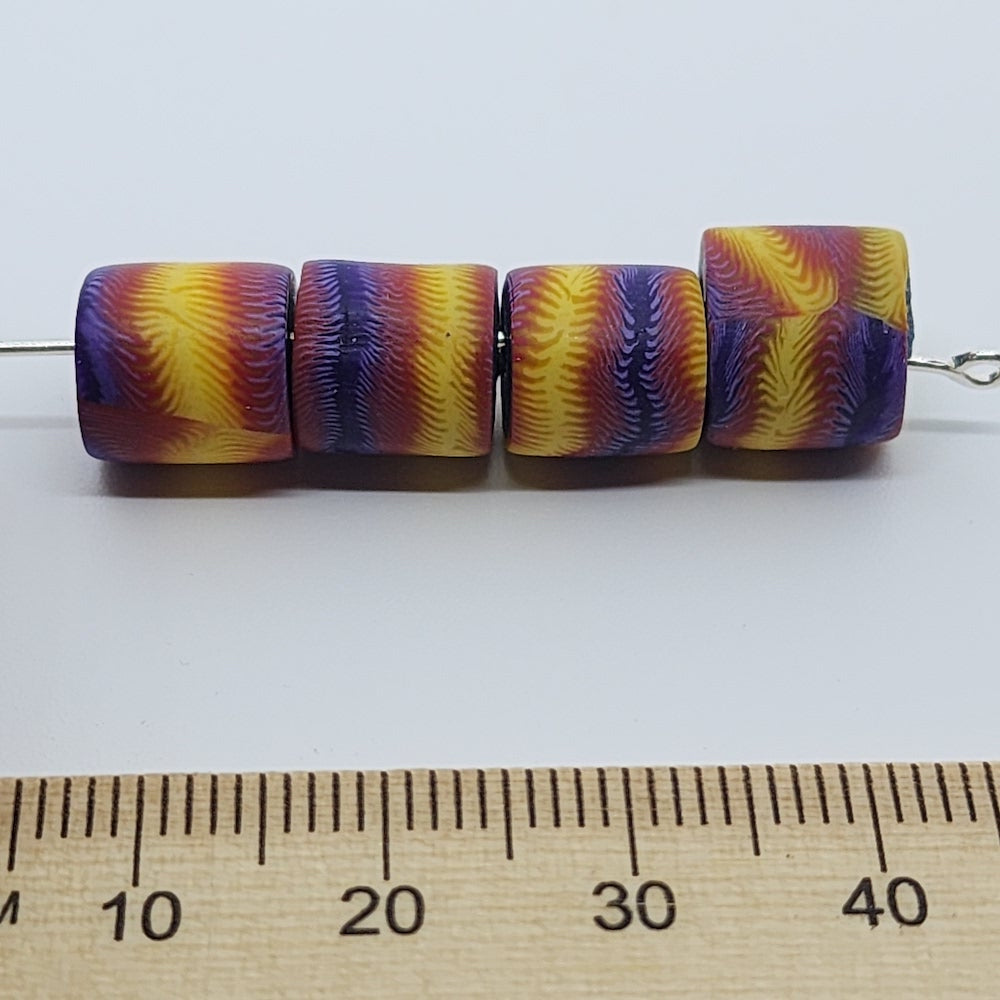 10mm Tube Fimo Beads (10) - Tie Dye