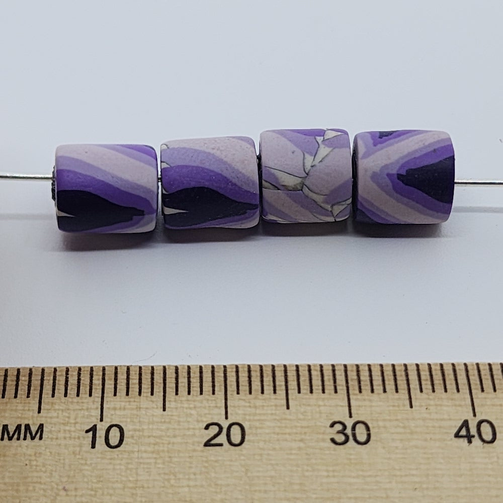 10mm Tube Fimo Beads (10) - Psychedelic Purple