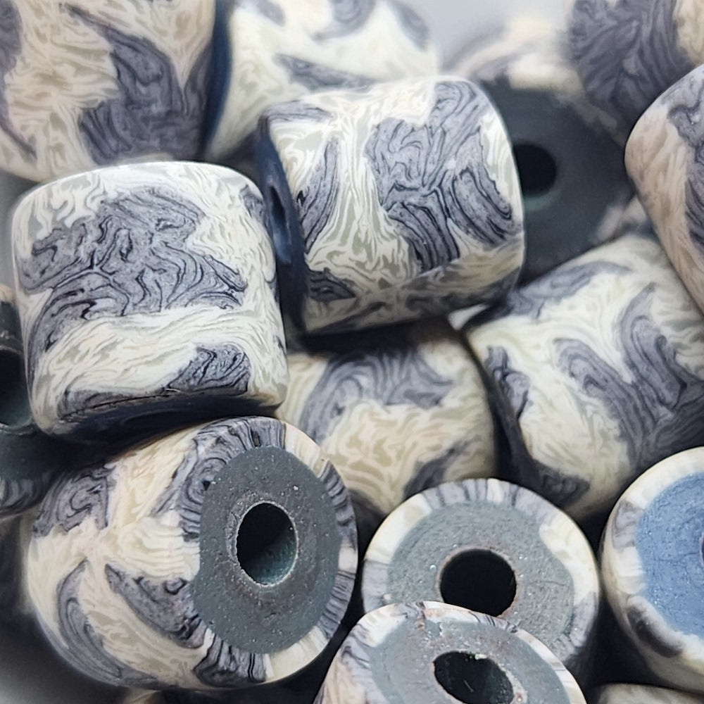 10mm Tube Fimo Beads (10) - Zebra Hide