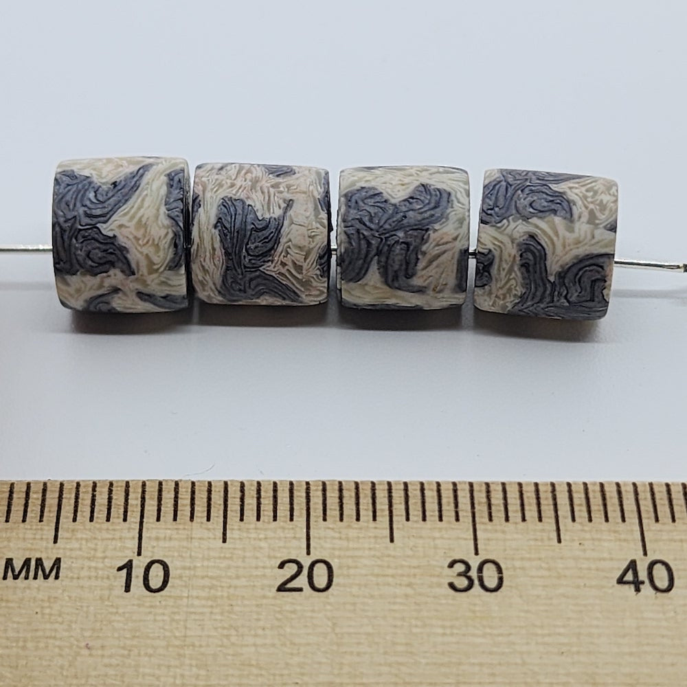 10mm Tube Fimo Beads (10) - Zebra Hide