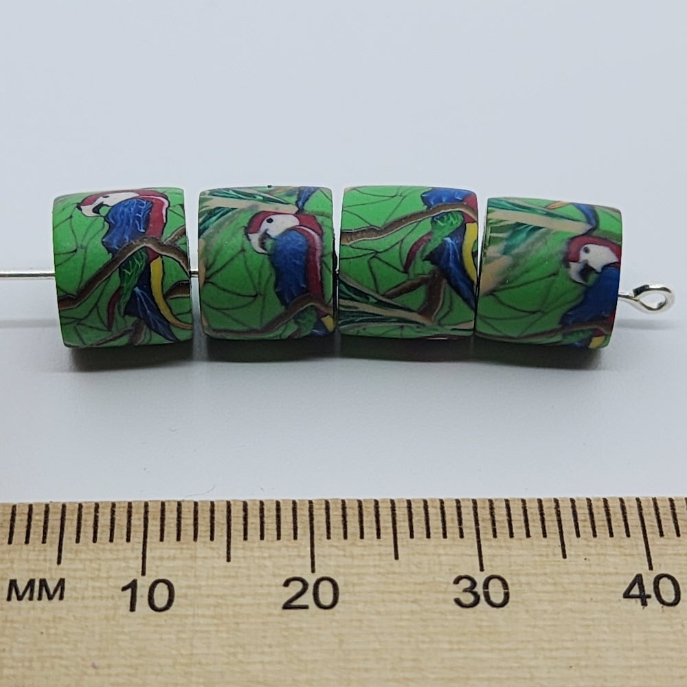 10mm Tube Fimo Beads (10) - Parrot