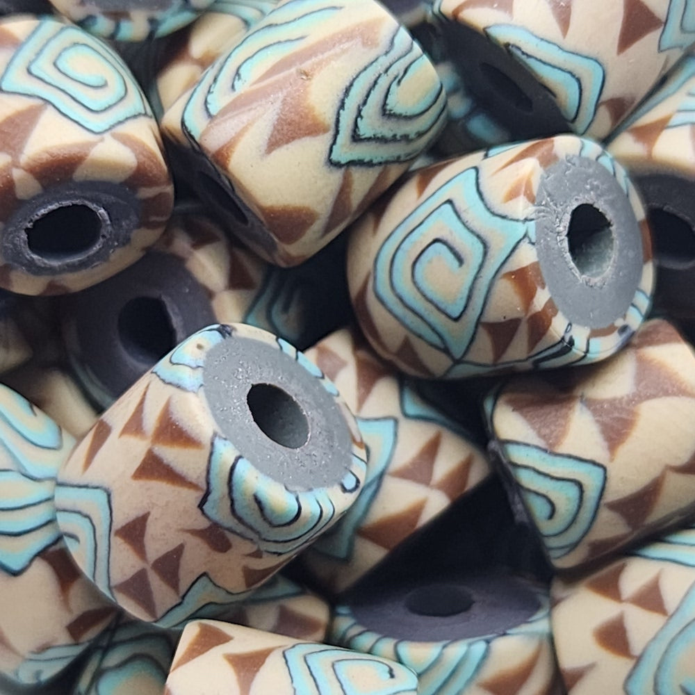 10mm Tube Fimo Beads (10) - Aztec