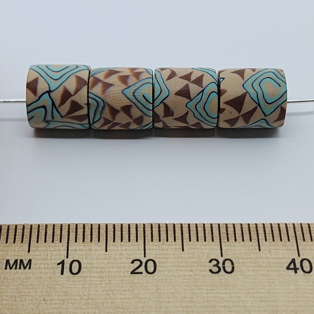 10mm Tube Fimo Beads (10) - Aztec