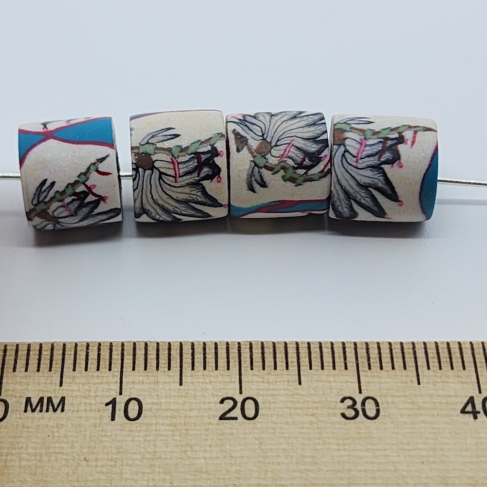 10mm Tube Fimo Beads (10) - Peace Pipe