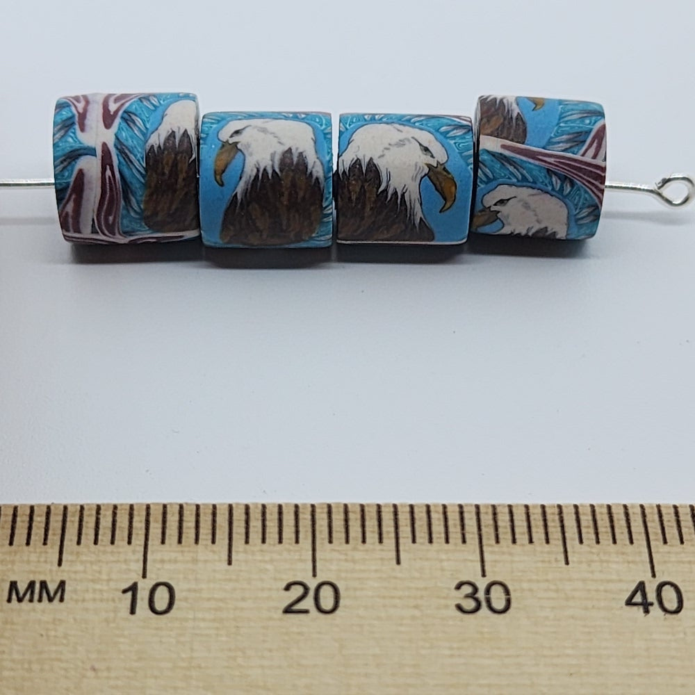 10mm Tube Fimo Beads (10) - Eagle Head
