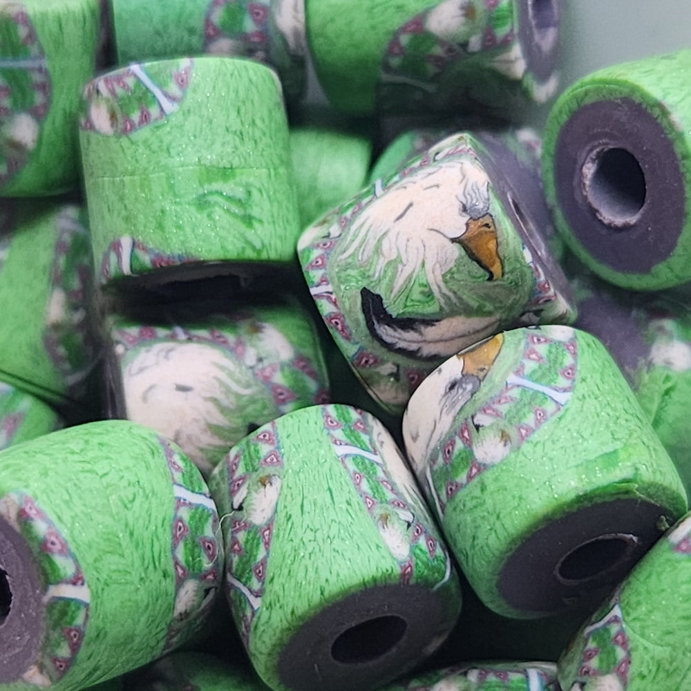 10mm Tube Fimo Beads (10) - Eagle w. Feather