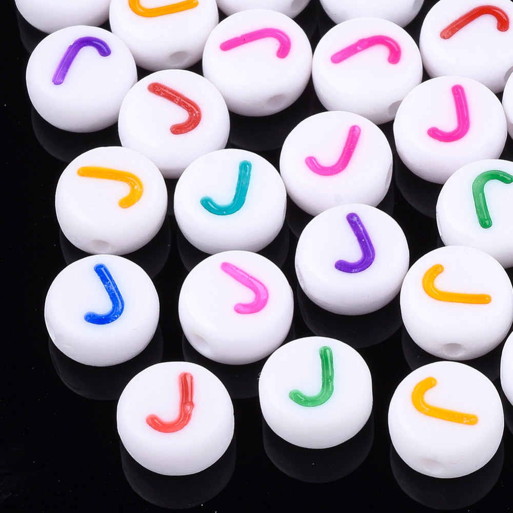 Alphabet Letter Beads (Rainbow) - J