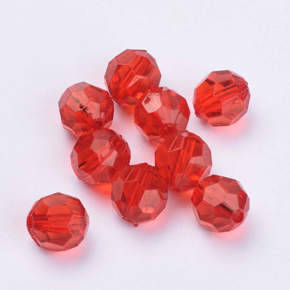 6mm Faceted Beads (100) - Red