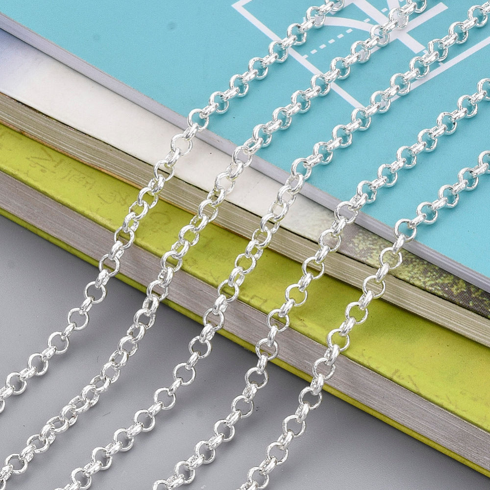 Rolo (Belcher) Chain w. Soldered 3mm Links (10m) - Silver