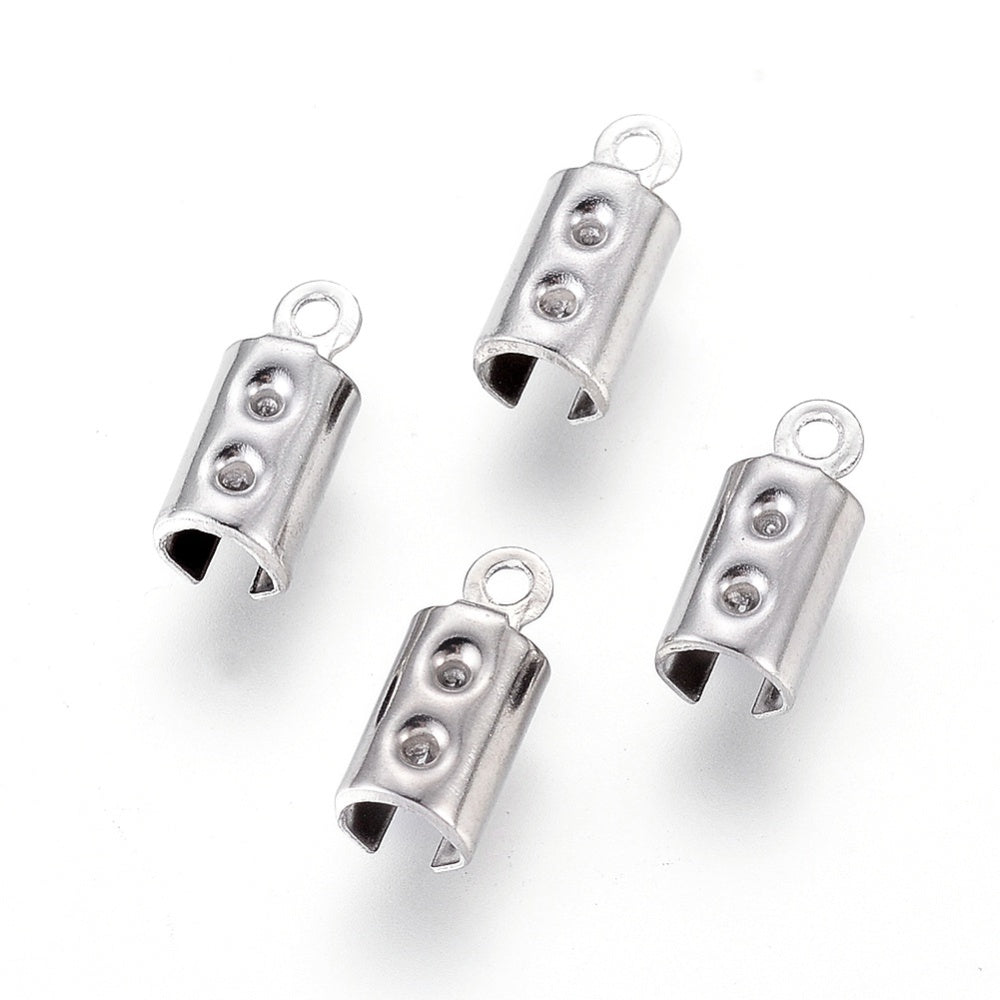 10mm Fold-Over End Crimp (20) - Platinum