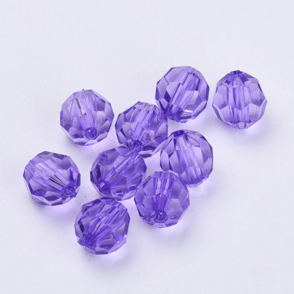 6mm Faceted Beads (100) - Purple