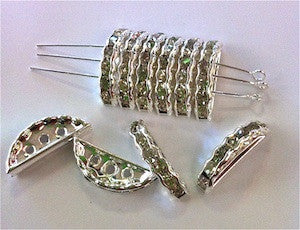 18x8mm Silver 3-hole Swarovski Bridge Qty: 10