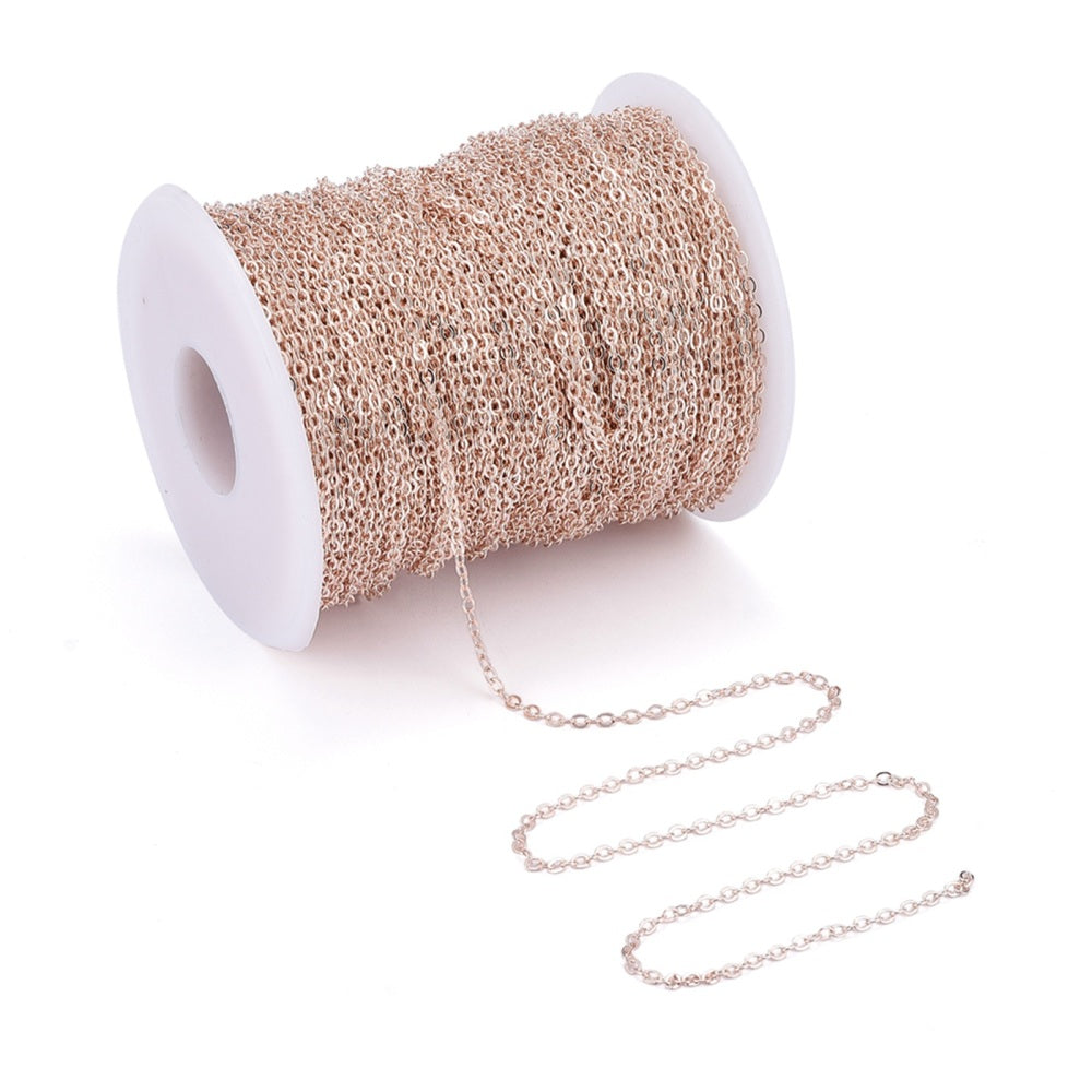 Fine Cross Chain w. Soldered Links (10m) - Rose Gold