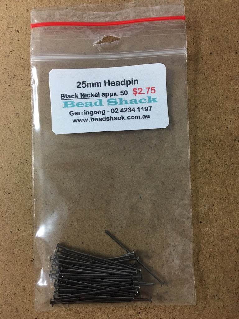 25mm Headpin - Black Nickel - Bead Shack