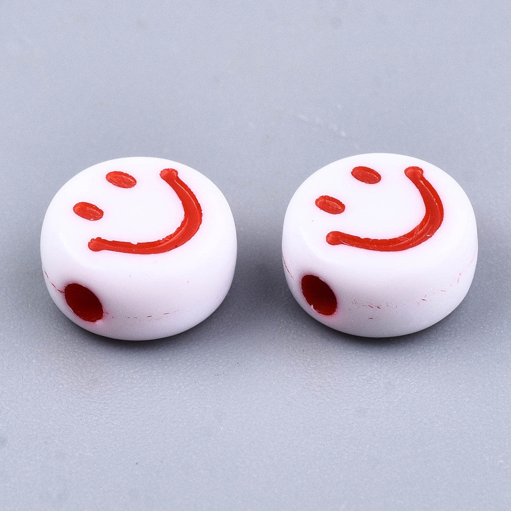 Smiley Beads - White/Colours (100)