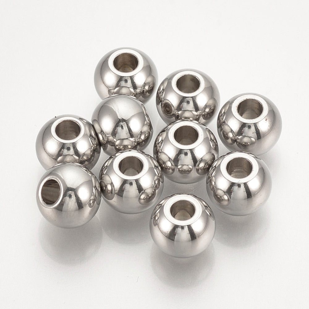 4mm Metal Beads (50) - Stainless Steel