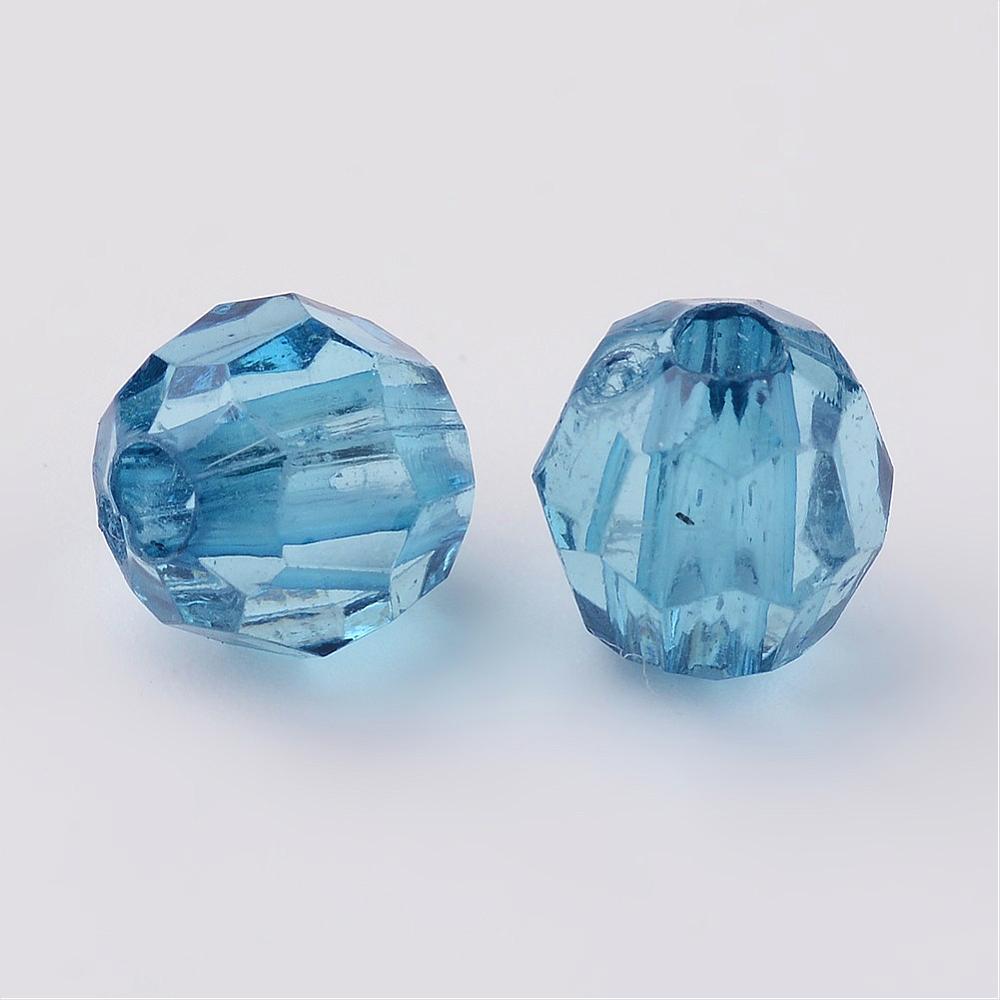 6mm Faceted Beads (100) - Cyan Blue