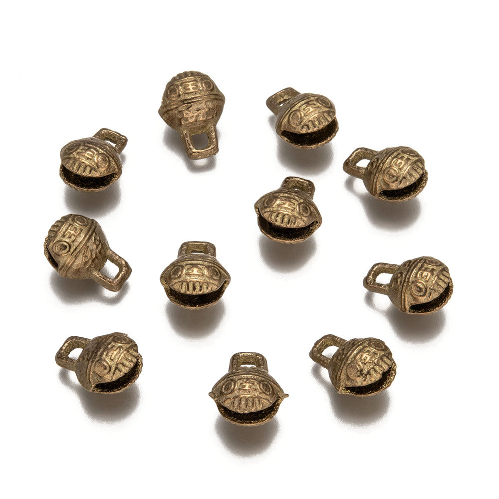11mm Bells w. Tiger Face (10) - Brass