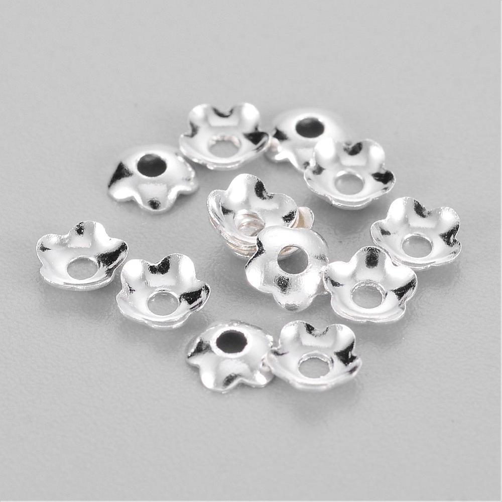 4mm Bead Caps (100) - Silver - Daisy