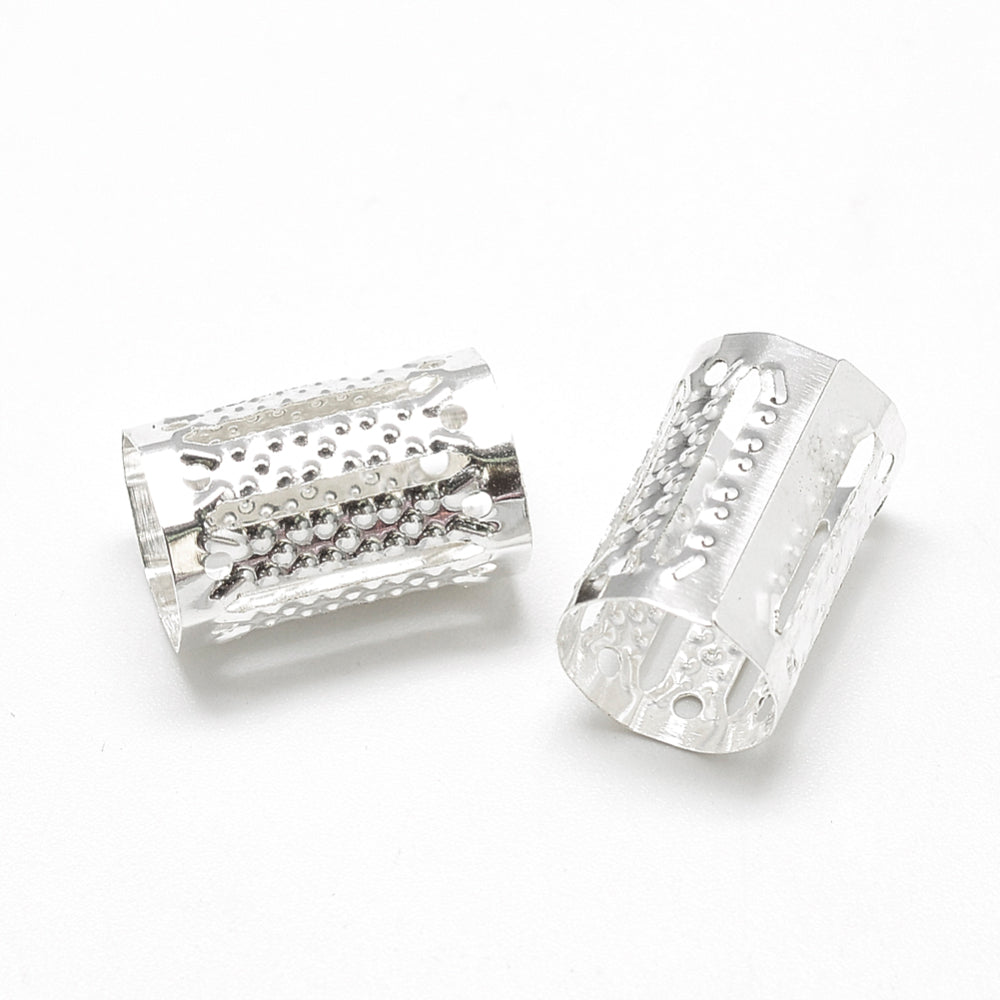 15x8mm Filigree Dreadlock Beads - Silver (20)