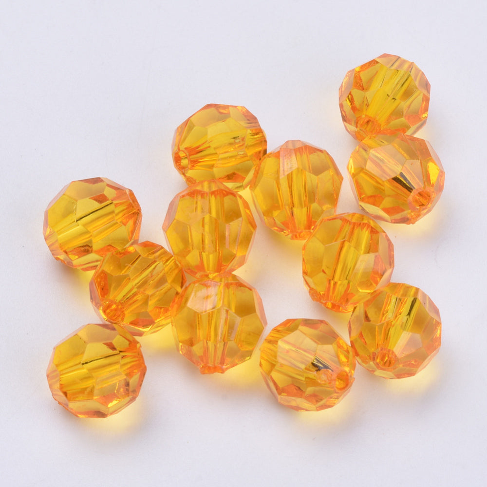 6mm Faceted Beads (100) - Orange