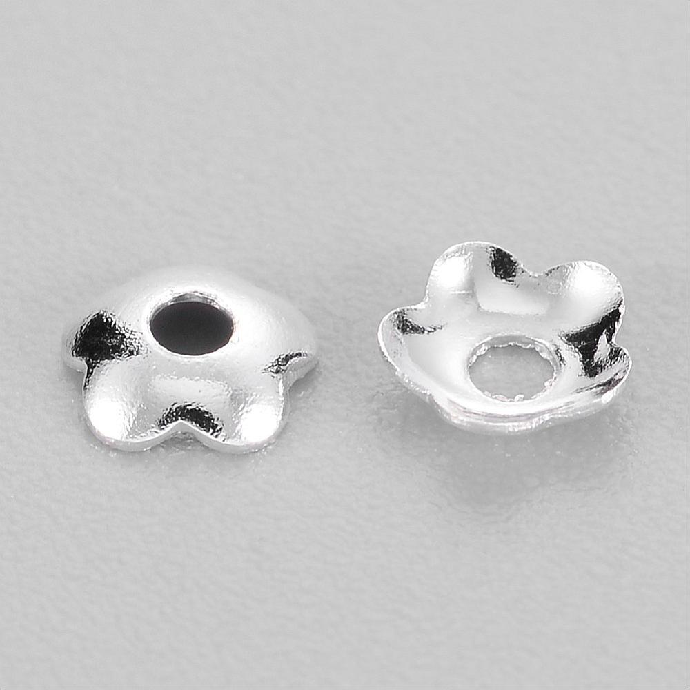 4mm Bead Caps (100) - Silver - Daisy
