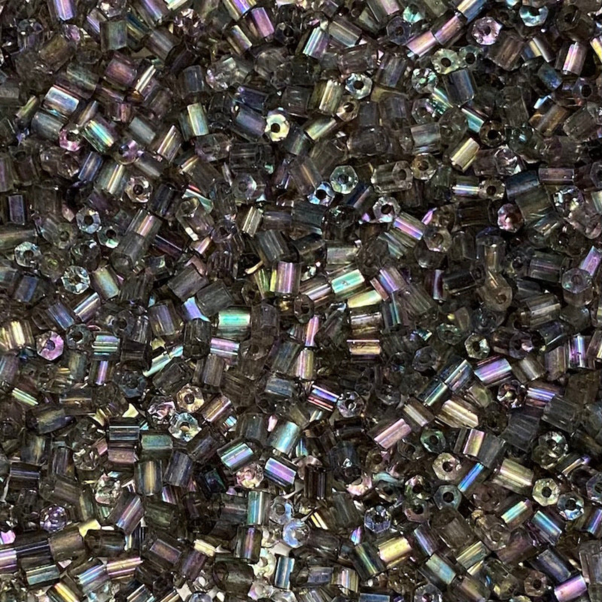 Grey AB - (2-cut) 2mm Silverlined (50g) - Bugle Seed Beads