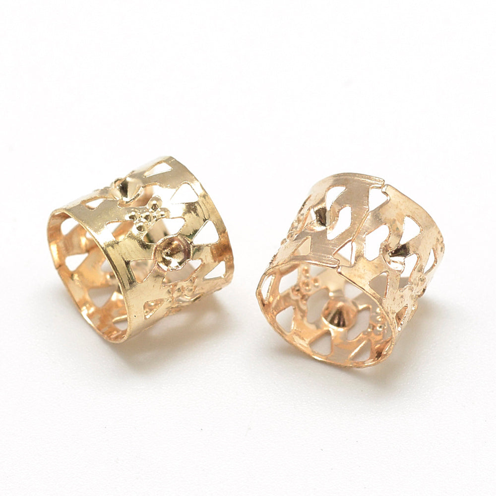 8x9mm Filigree Dreadlock Beads - Gold (20)