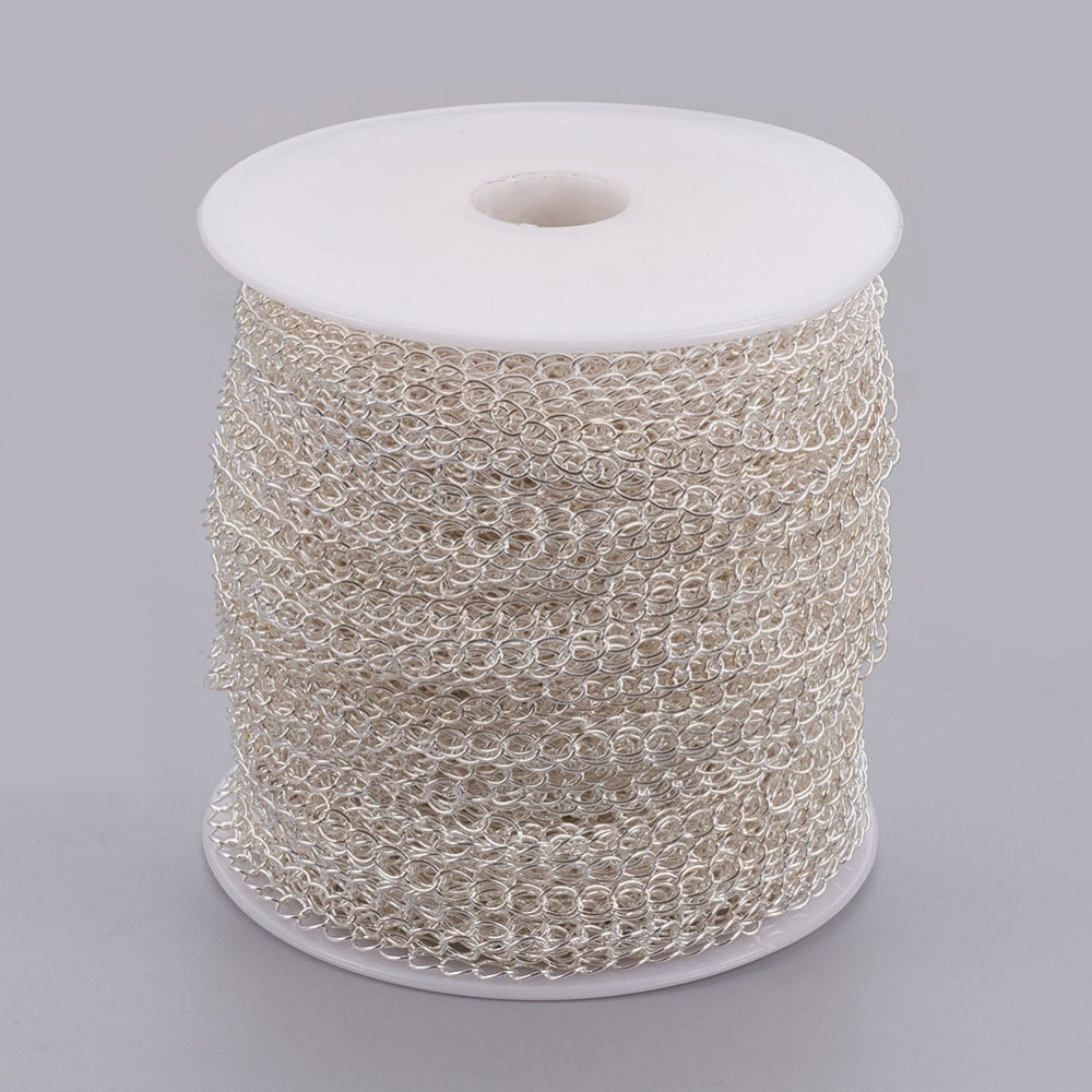 Curb Chain w. Soldered Links (10m) - Silver - Bead Shack
