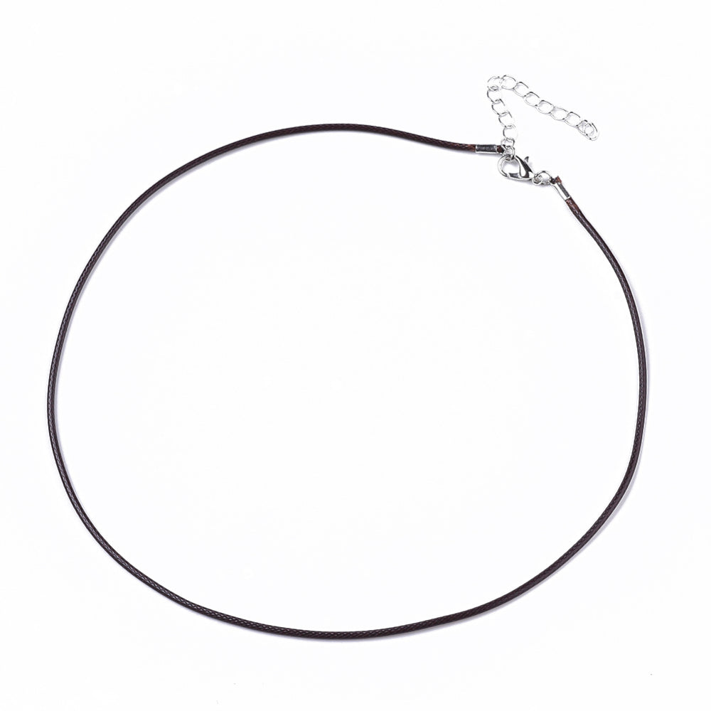 1.5mm Cord Necklace (44cm) - Chocolate Brown - Clasp w. Extension Chain