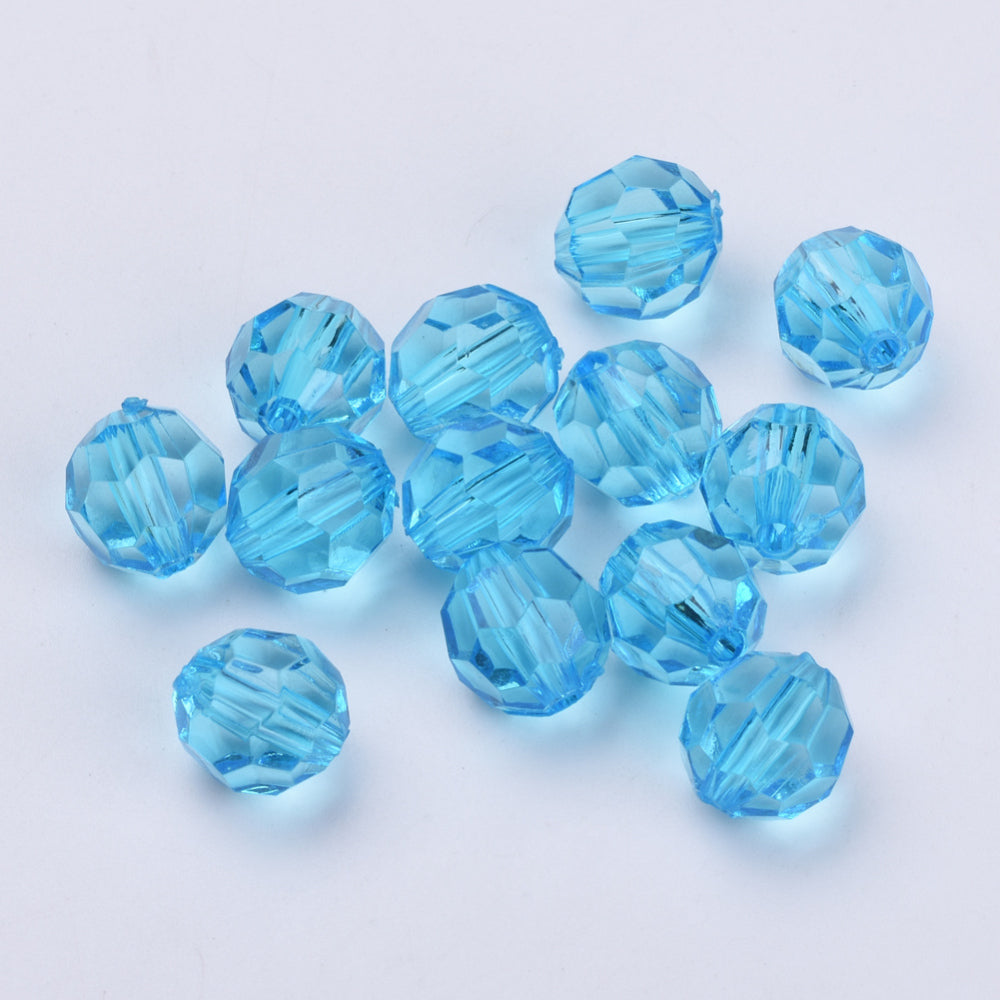 6mm Faceted Beads (100) - Aqua Blue