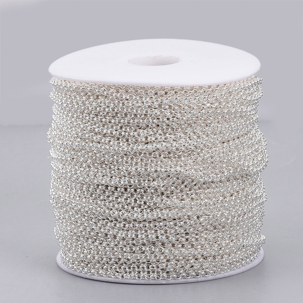 Rolo (Belcher) Chain w. Soldered 3mm Links (1m) - Silver
