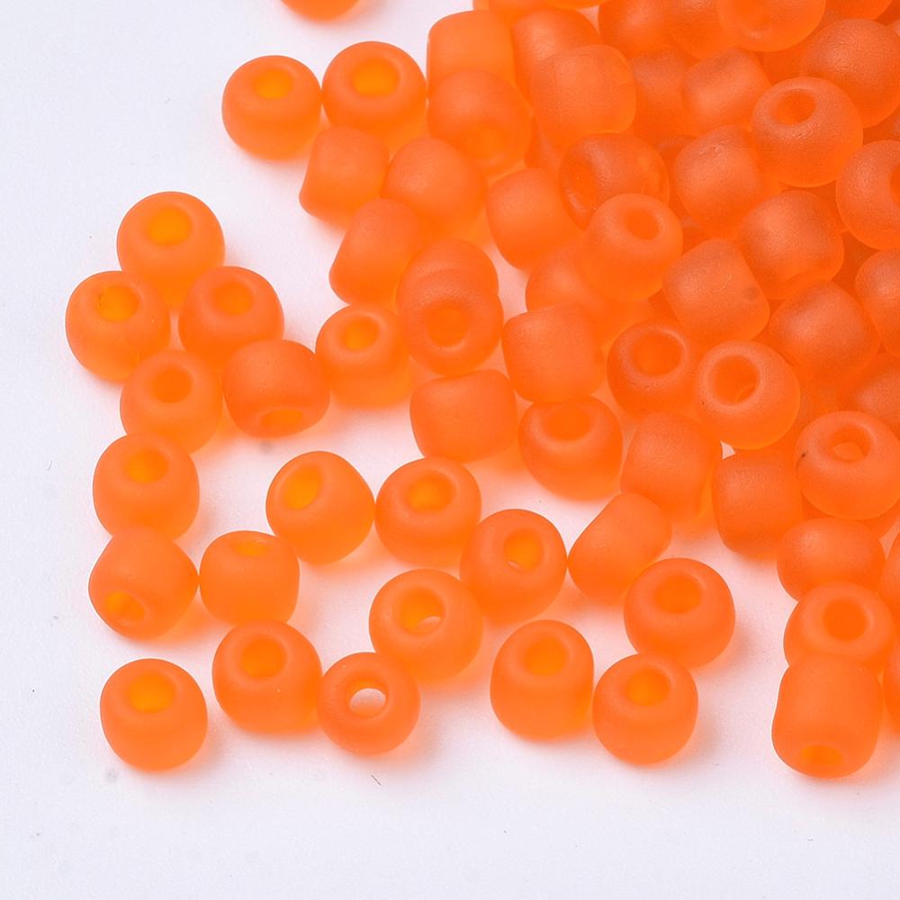 Orange - 6/0 Frosted Transparent (50g) - Seed Beads