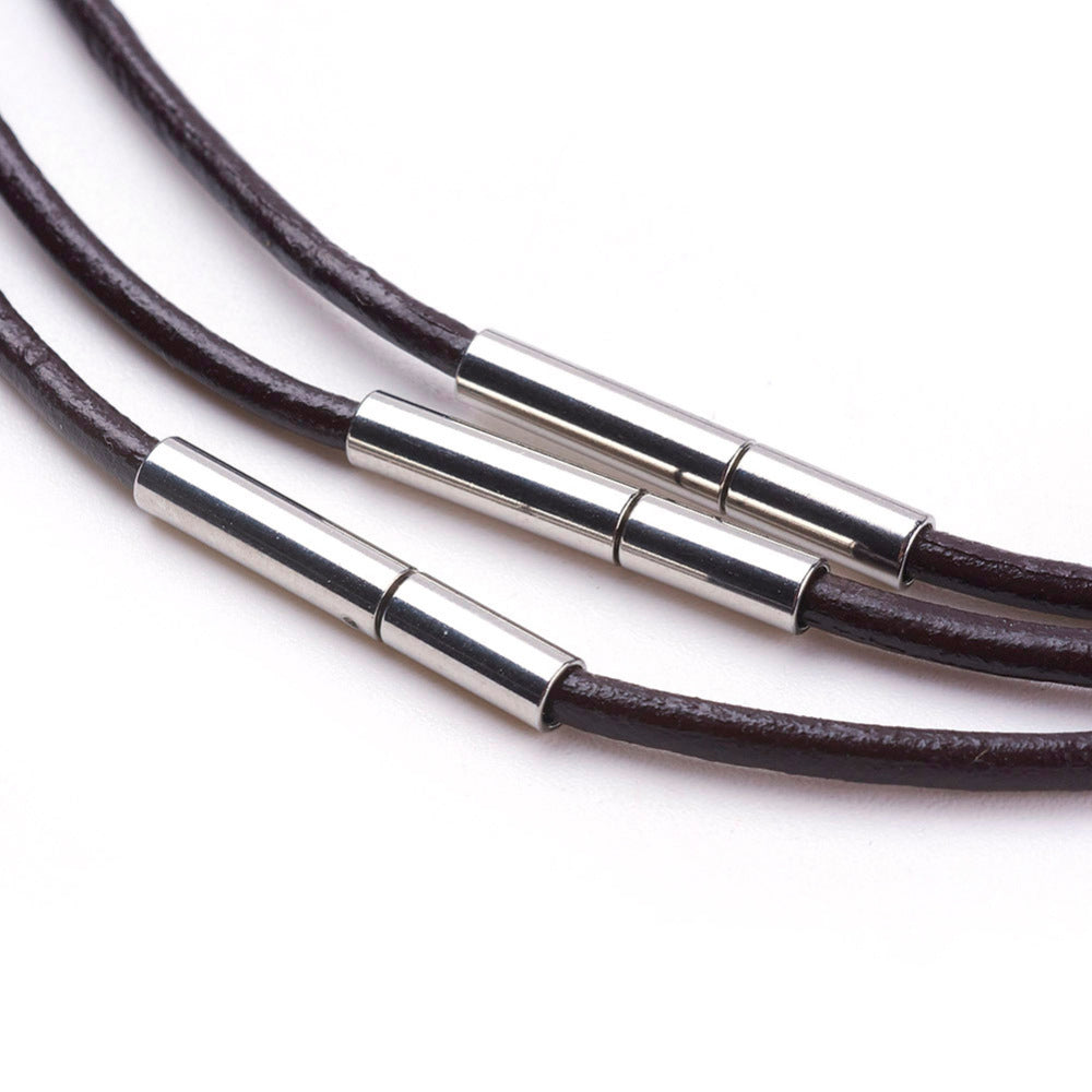 2mm Leather Necklace (40cm) - Brown - Twist Clasp