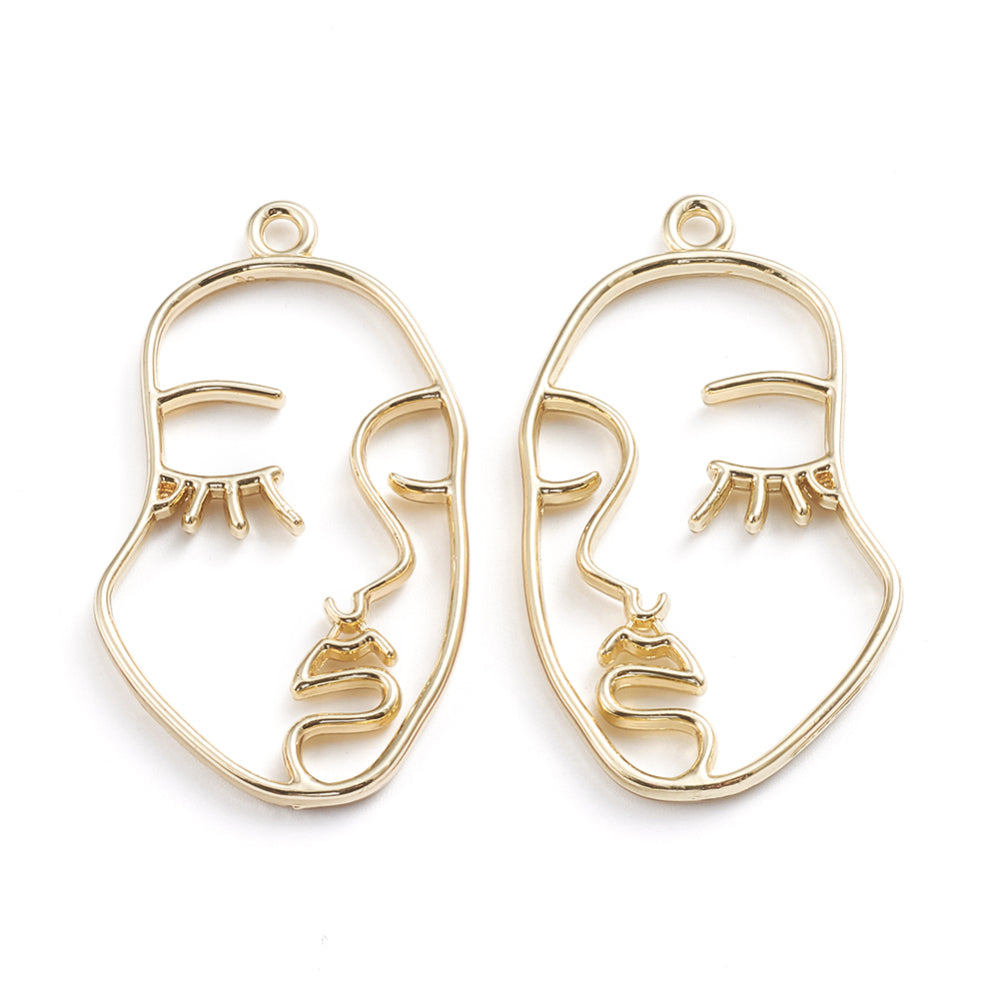 Abstract Face Pendant - Wide (1) - Gold