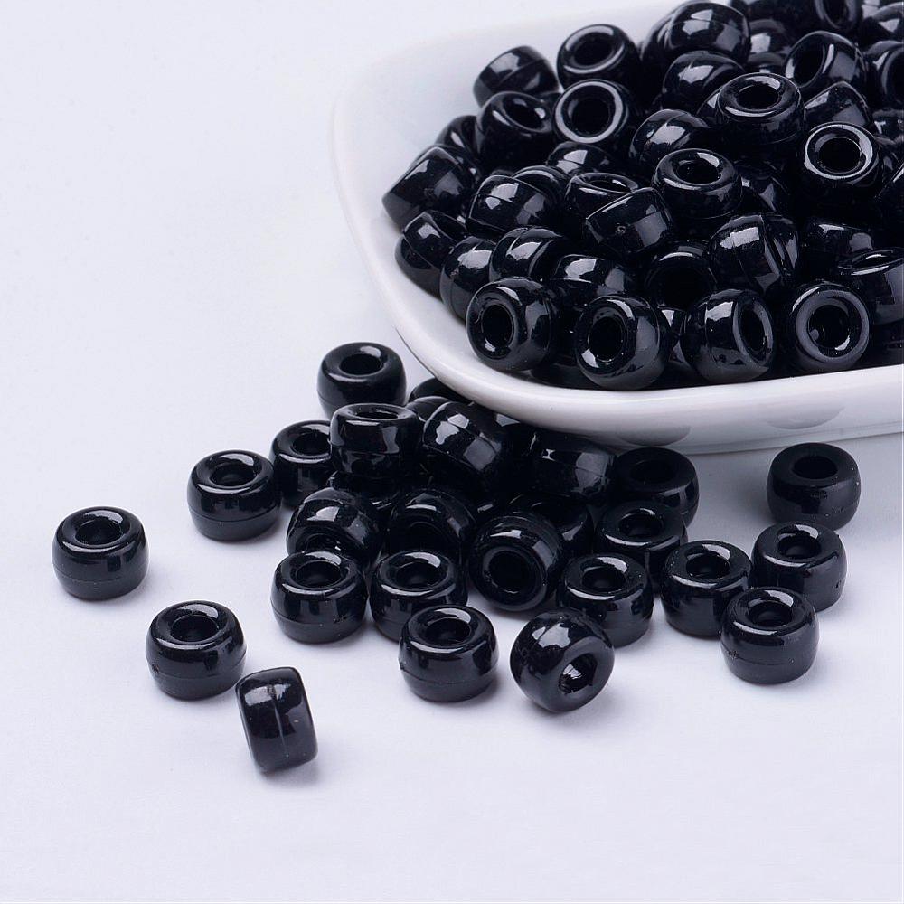 Black Opaque - Acrylic Pony Beads (100)