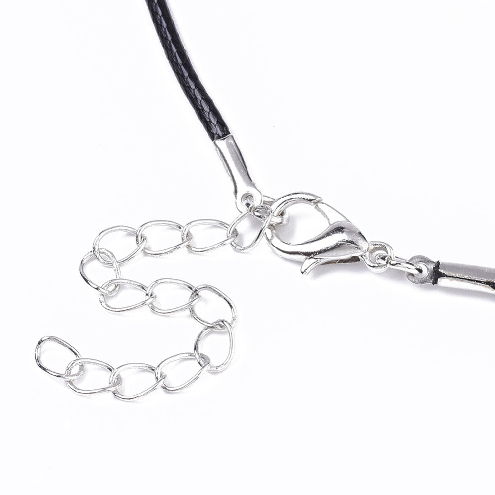 1.5mm Cord Necklace (44cm) - Black - Clasp w. Extension Chain