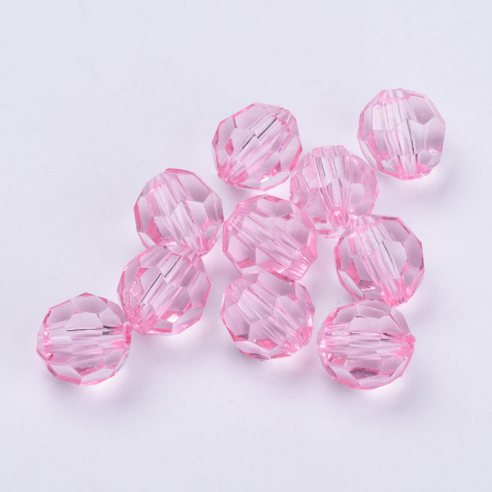 6mm Faceted Beads (100) - Pink