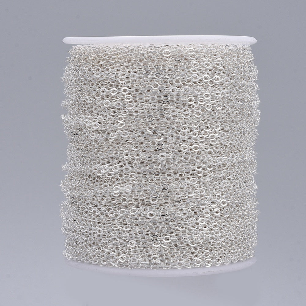 Fine Chain w. Soldered Links (10m) - Silver