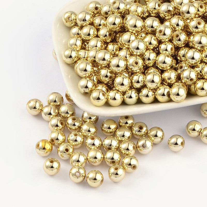 8mm Metallic Pearl Gold Beads (100)