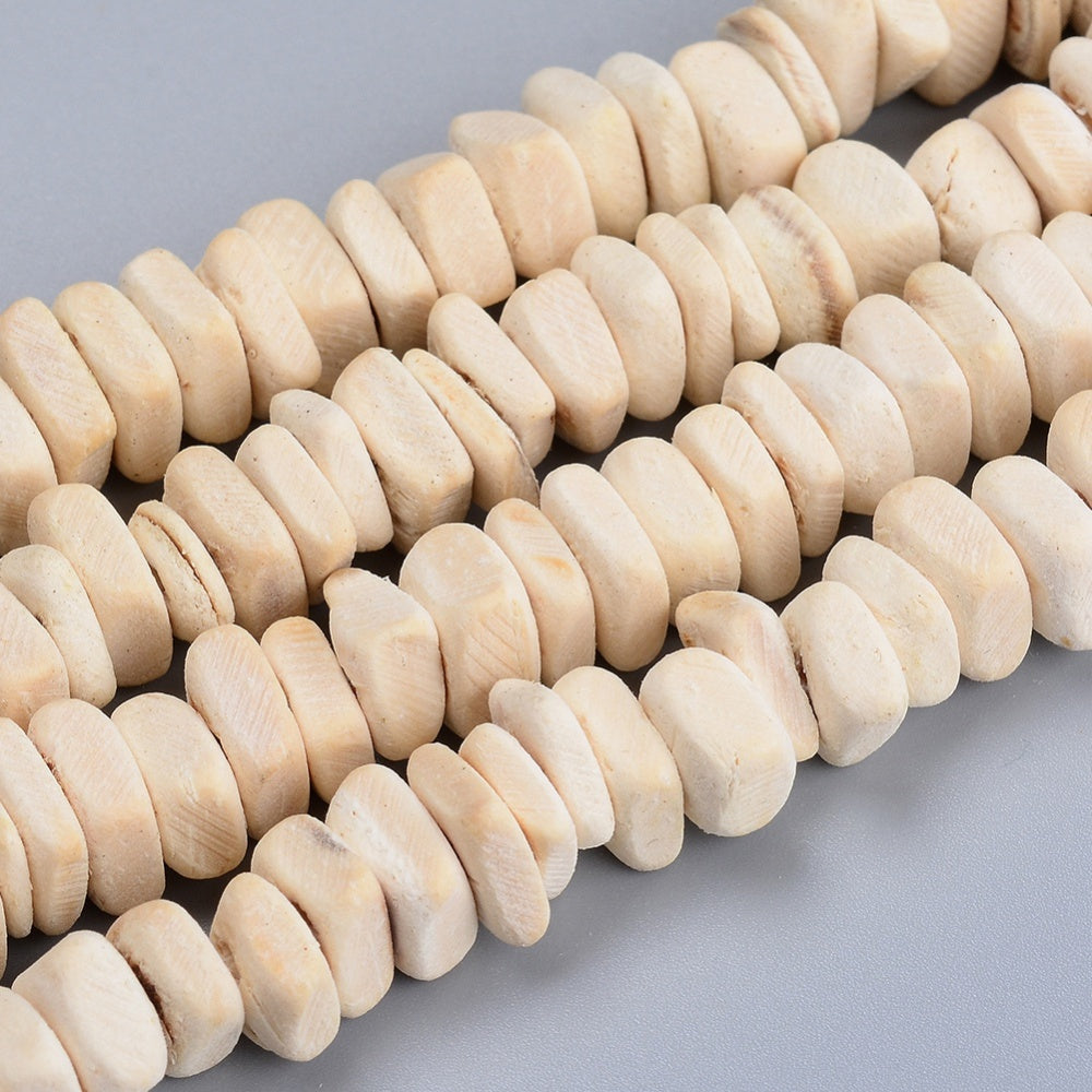 8mm Square Heishi Beads (1 Strand) - Coconut - White
