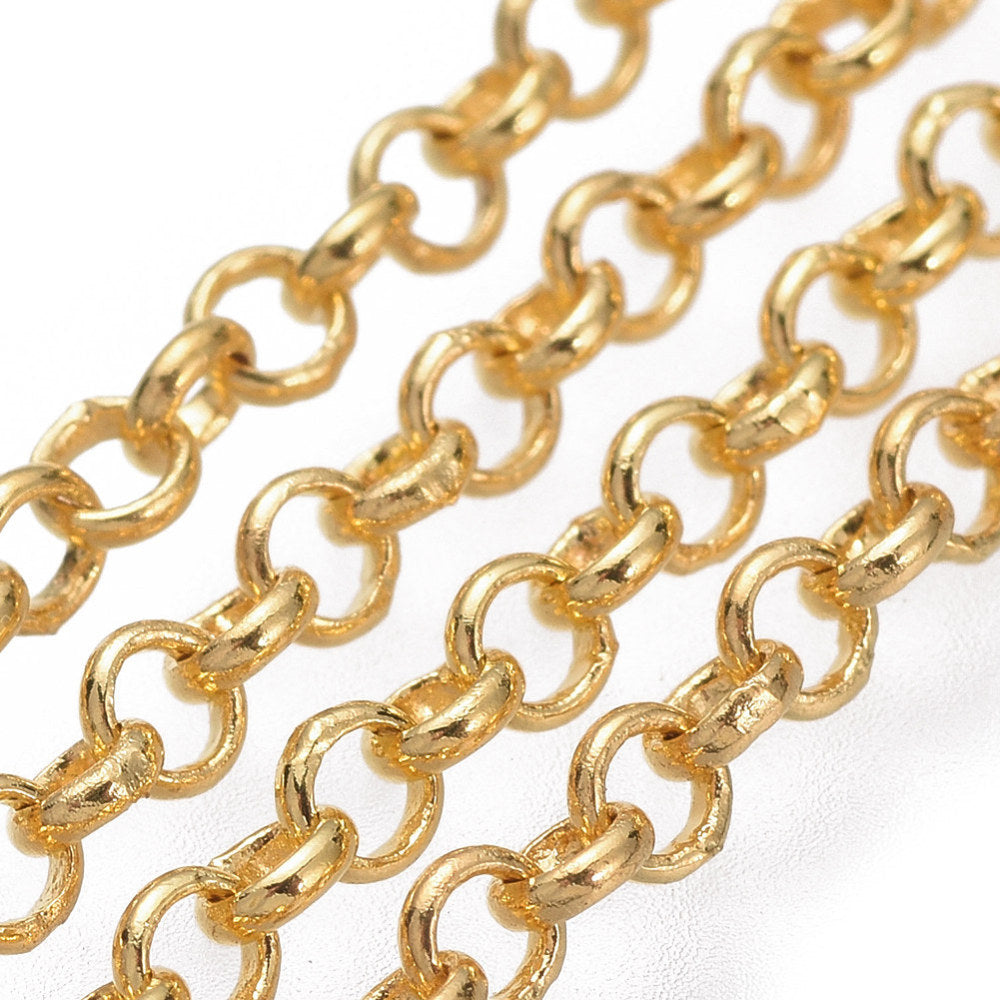 Rolo Chain w. Soldered 2.4mm Links (1m) - Gold