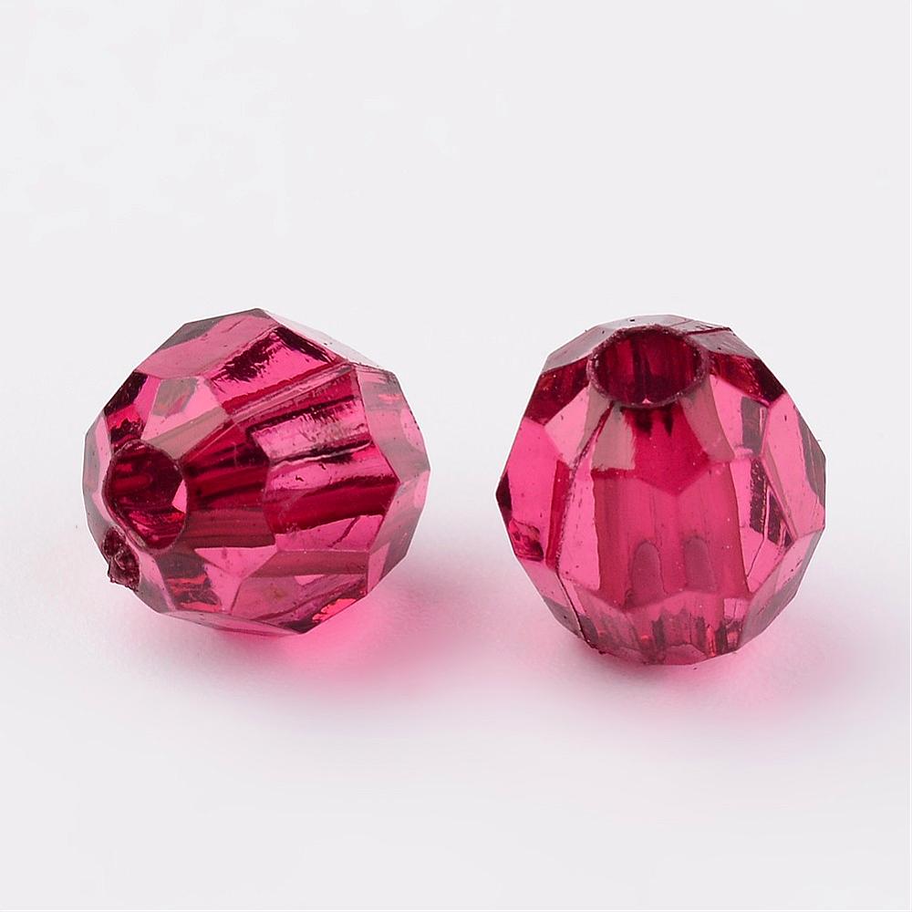 6mm Faceted Beads (100) - Cerise Pink