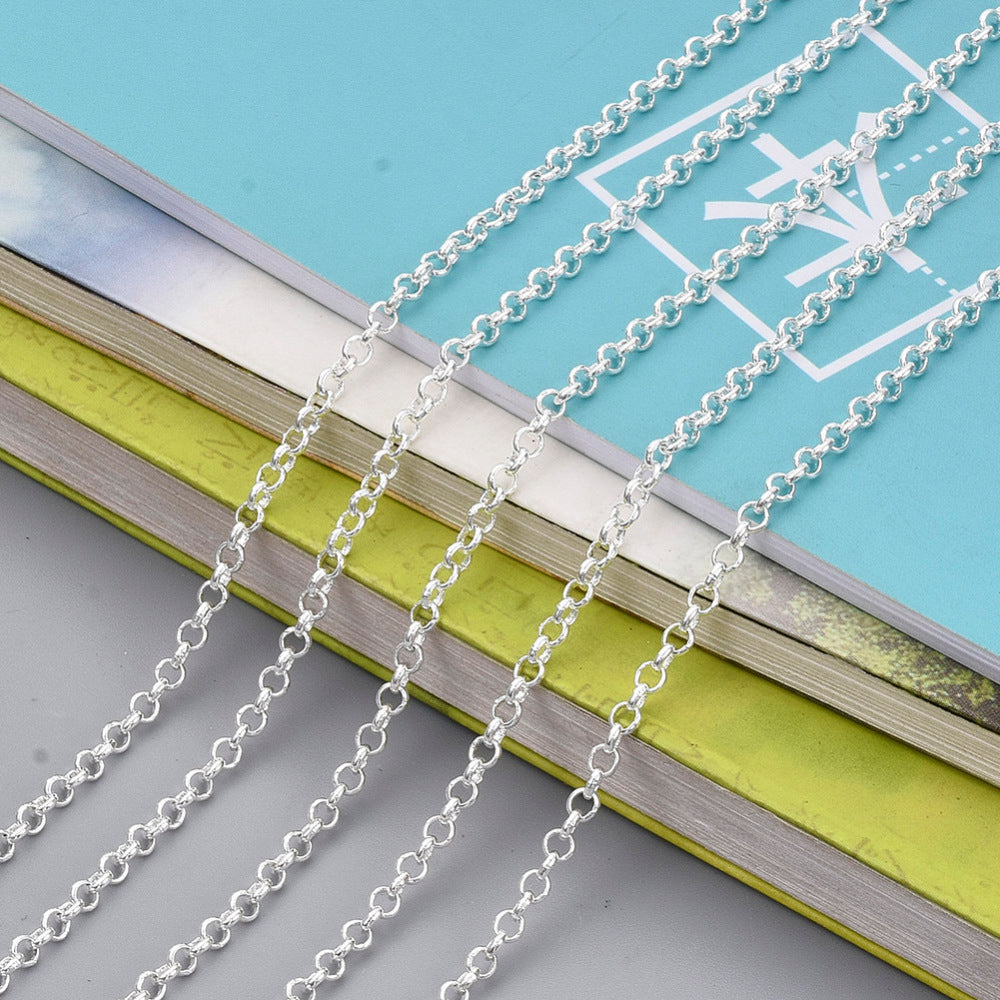 Rolo (Belcher) Chain w. Soldered 2.4mm Links (1m) - Silver