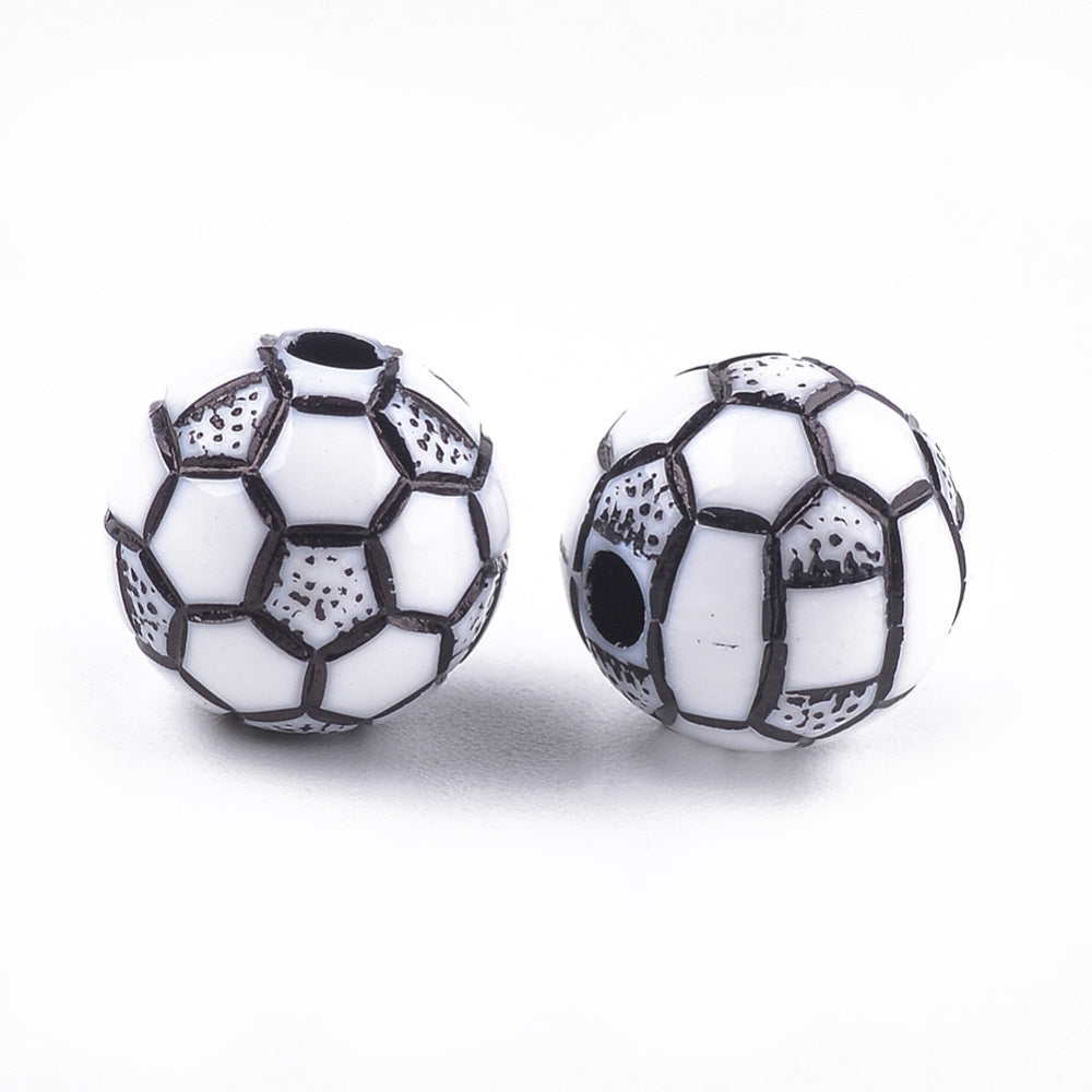 Soccer Ball Beads (25) - White/Black