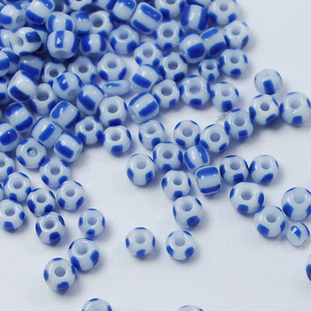 Blue/White - 12/0 Striped (25g) - Seed Beads