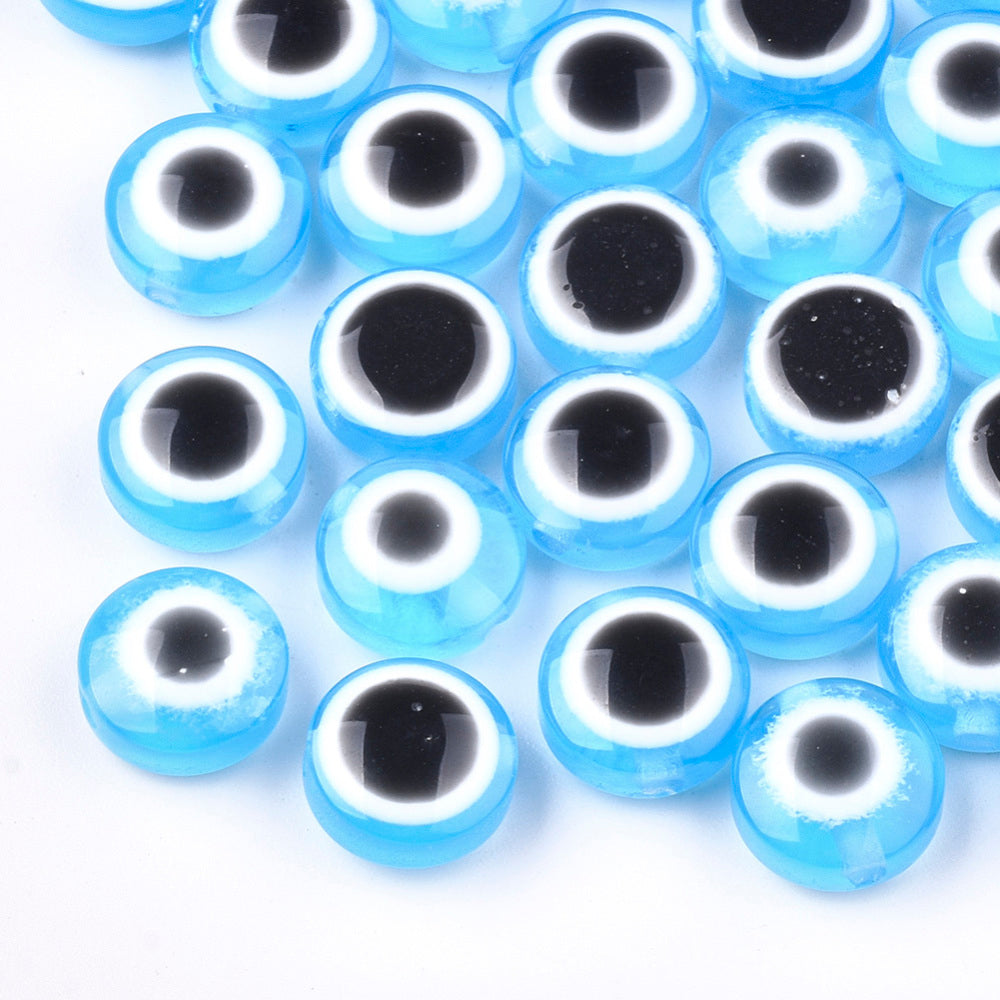 Evil Eye Resin Beads - Light Blue (10)